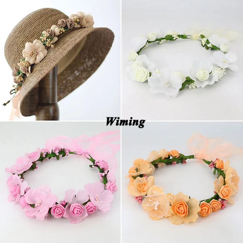

flower Headband wedding decoration rattan Wreath Hair Accessories photo props Bohemia Artificial girls Women Headband