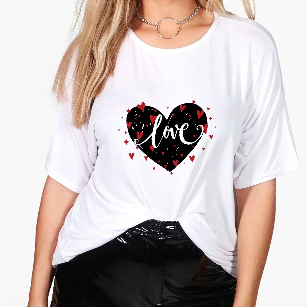 

Couple Fashion t Shirt Women Summer Top Aesthetic Clothes Plus Size White Short Sleeve Young Casual Oversize Family Look Edgy