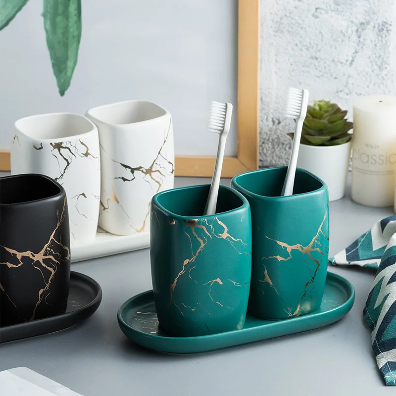 

Simple Ceramic Marbling Mouth Cup Couple's Set Toothbrush Cup Wash Cup Tooth Cylinder Pair tazas de ceramica creativas
