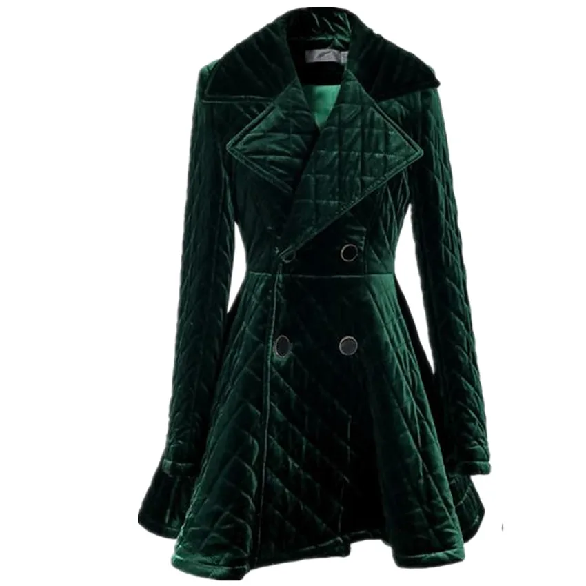 

Новое поступление, зимнее модное бархатное пальто с подкладкой, Женская двубортная юбка, стильная облегающая плотная теплая верхняя одежда...