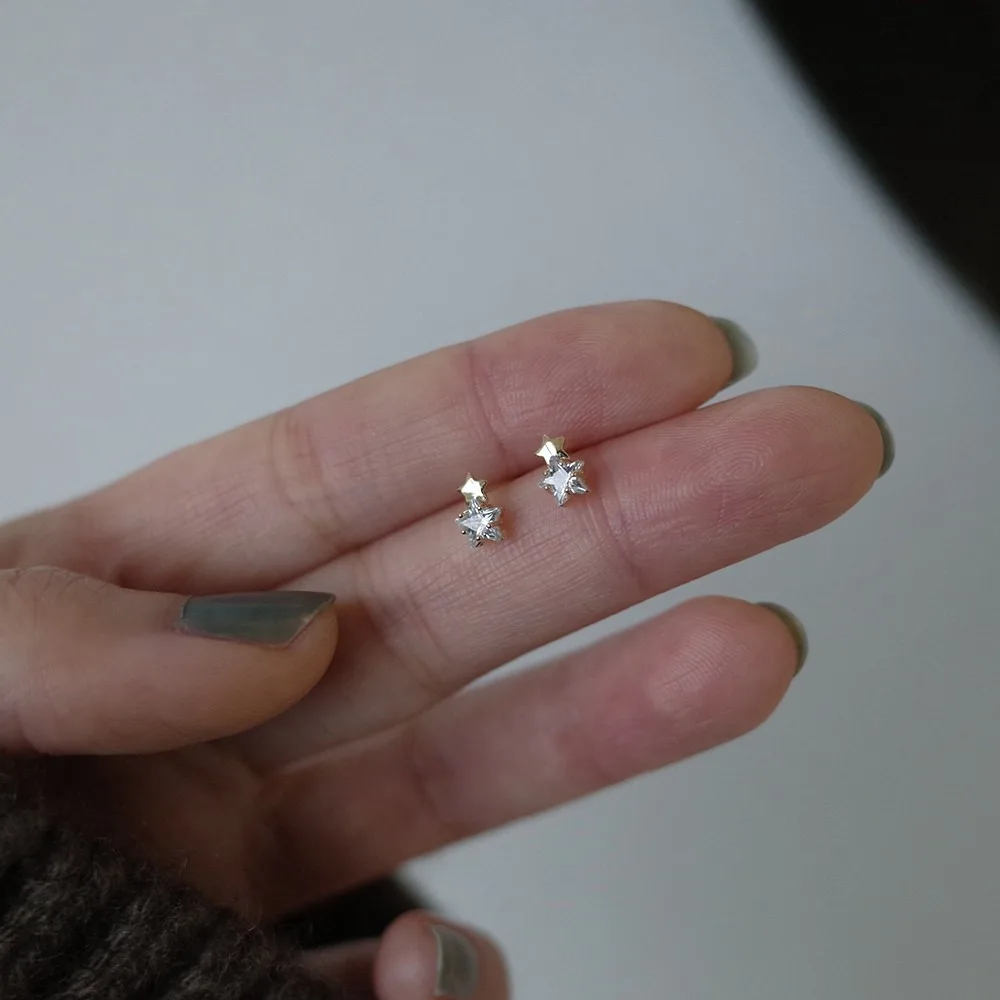 

925 Sterling Silver Princess Queen Snow CZ Stud Earrings for Women Girl Student Jewelry Earring Wholesale Engagement Gift