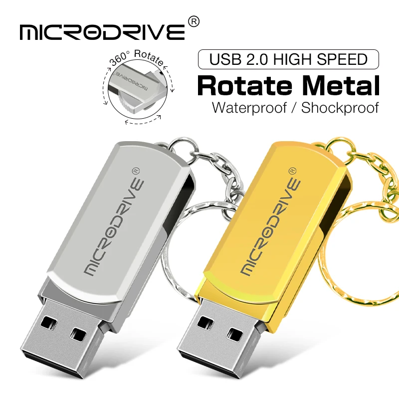 

Серебристый/Золотой флеш-накопитель, металлический брелок для ключей, USB флеш-накопитель 64 ГБ, 128 ГБ, флешка, высокоскоростной USB-накопитель 32...