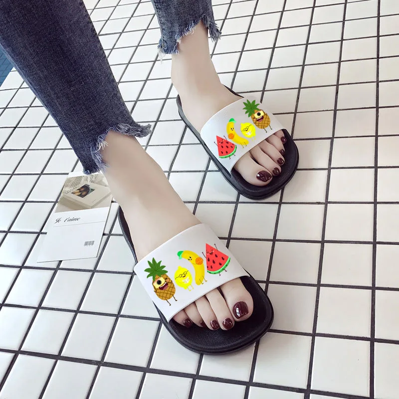 

2021 Sandals Women Summer Watermelon pineapple cute fruit pattern printing Indoor Bedroom Home Shoes ladies flip flops