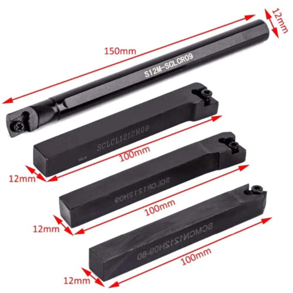 

CCMT09T304 Carbide Insert+4pcs Lathe Turning Tool Holder Set+4pcs Wrench for Lathe Turning Tool Machine Tool Sets