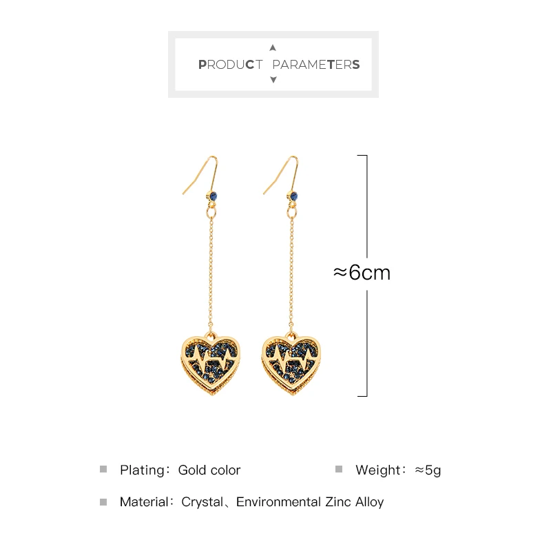 

Pave Crystals Heart Dangle Drops Earrings Long Bar Drops Earrings