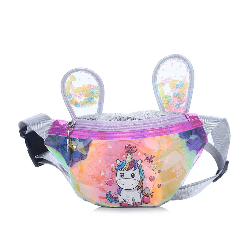 

2020 New Fashion Sequin Unicorn Waist Bags Large Laser PU Waterproof Waist Pack Women Sport Belt Bag Cute Girl Crossbody Bag