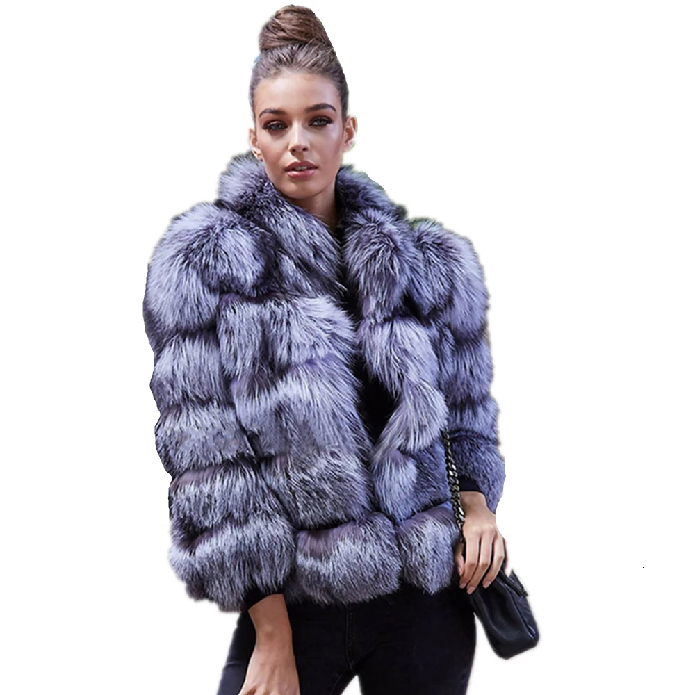 TOPFUR новые модные зимние женские короткие пальто из натурального меха для женщин верхняя одежда из натурального меха серебристой лисы и пальто Базовые Куртки