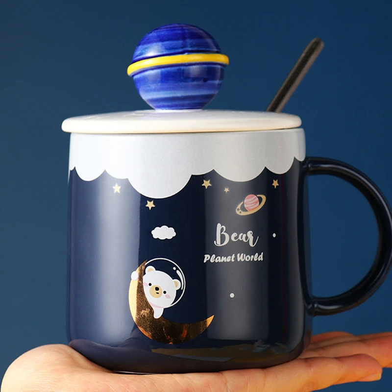 

Ceramic Mugs Mark Mugs Creative Starry Sky Personality Trend Lovely Girl Office Coffee Cup with Cover Spoon