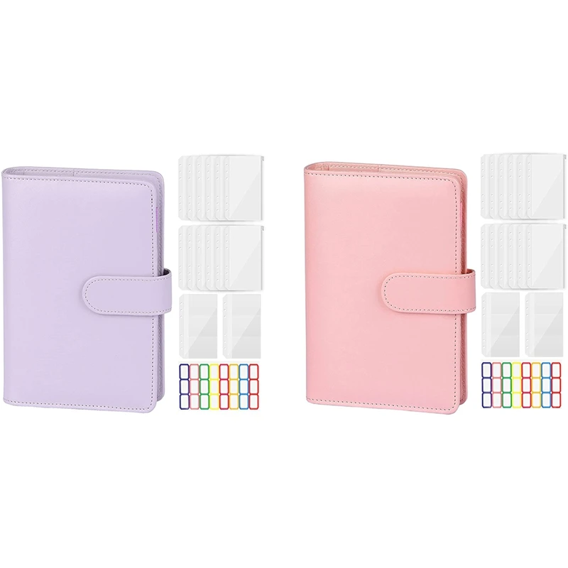 

6 Ring Leather Notebook Budget Binder Planner, Cash Envelopes for Budgeting Money Saving Binder Organizer