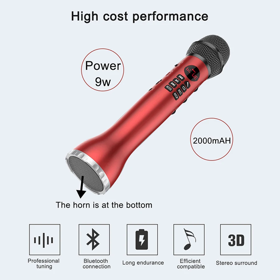 Внешний беспроводной микрофон для караоке с поддержкой Bluetooth и аудио