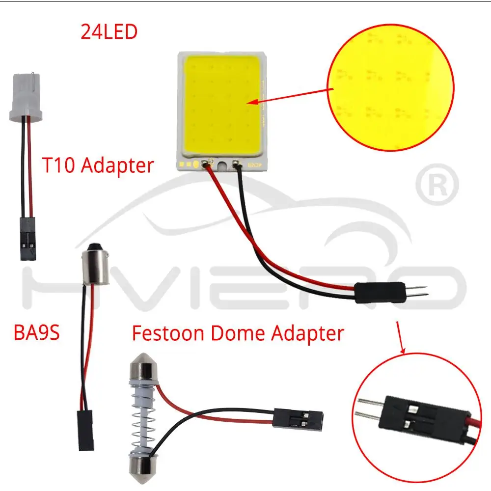 Белый, красный, синий T10 W5w Cob 24SMD 36SMD Автомобильный светодиодный панельный светильник для автомобиля, лампа для чтения в салоне автомобиля, купольная гирлянда BA9S DC 12v