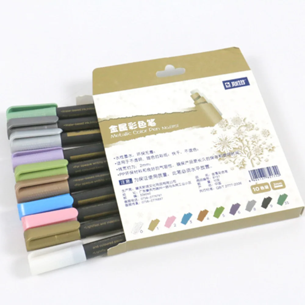 

10PCS Color Metallic Marker Pens Colorful Water Paint Based Glitter Metal Art Water Painting Pens Set for Making Ceramic Ro