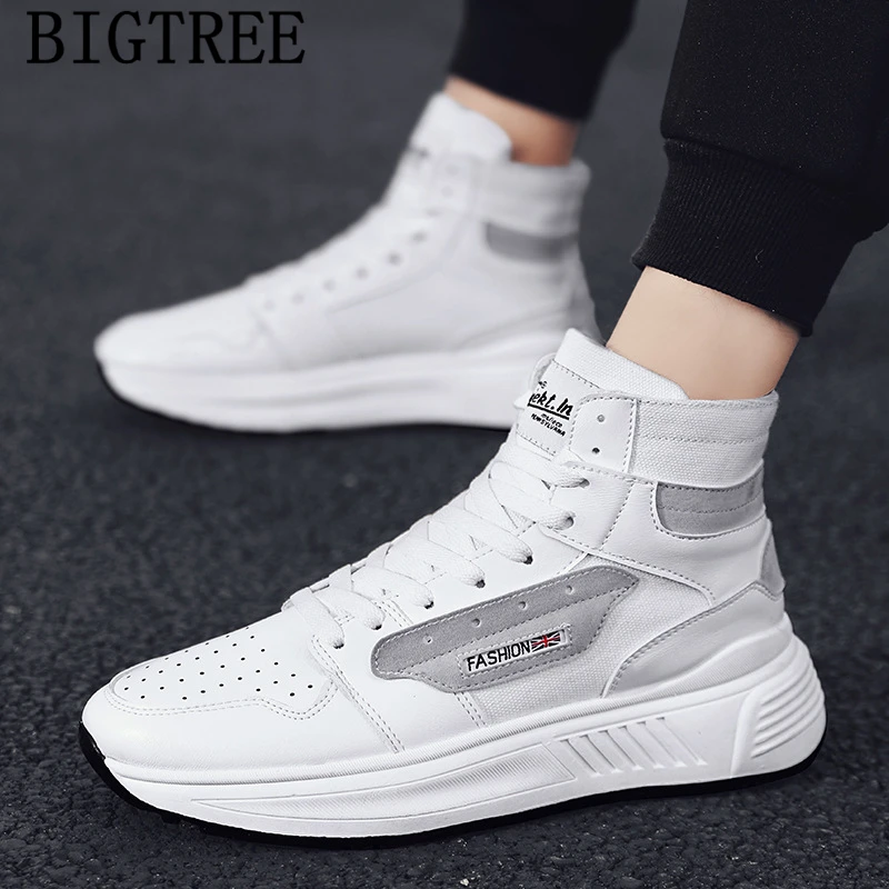 Массивные кроссовки мужская обувь кожаные высокие Белая повседневная 2021