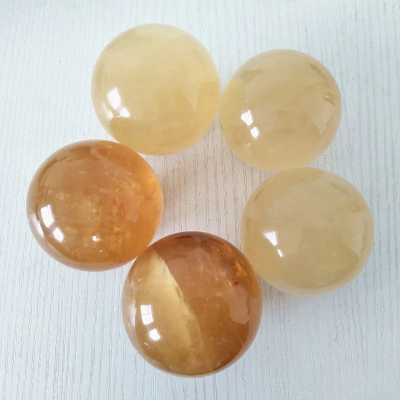 

Natural Yellow Calcite Healing Gemstones Quartz Sphere Citrus Color Home Decoration Accessories For Living Room Magic Crystals