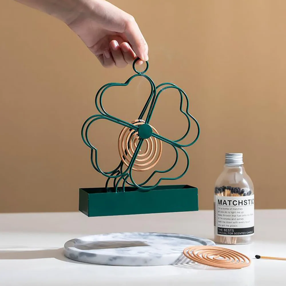 

1Pc Household Mosquito Coil Shelf Iron Art Mosquito Incense Rack Decor (Green)