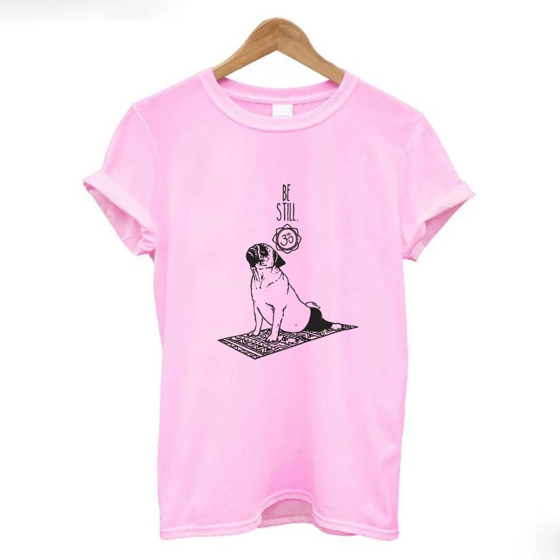 Забавная футболка для Мопсов йоги женская летняя хлопковая уличная одежда