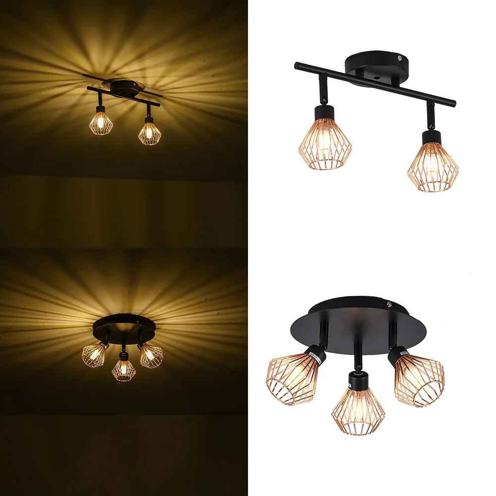 

rotation Loft Nordic Ceiling Lights Loft G9 cage room lights Creative Ceiling Light 1/2/3 Heads Lamps For Home Decor Restaurant
