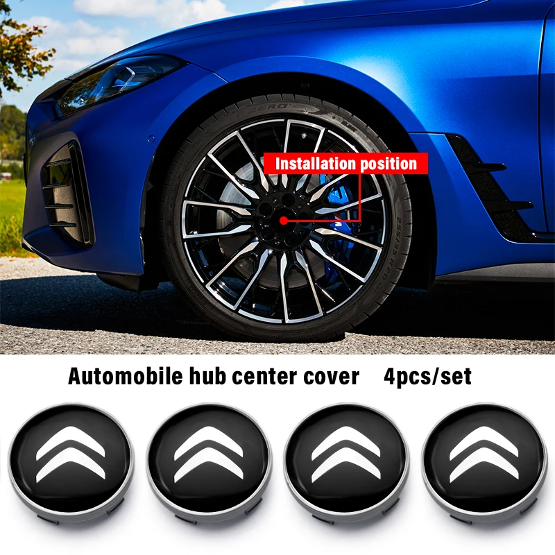

4pcs Car Logo Tire Hubcaps Sticker Auto Alloy Wheels Center Plug Hub Cover Accessories For Citroen C4 Picasso C4L C3-XR C2 C3 C5