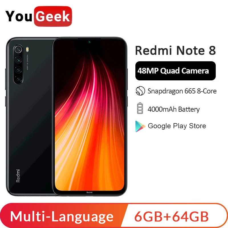 Xiaomi Redmi Note 8 смартфон с восьмиядерным процессором Snapdragon 665 ОЗУ 6 ГБ ПЗУ 64 48 МП| |