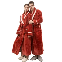 men winter plus size long coral fleece bathrobe kimono warm flannel bath robe men soft robes night sleepwear women dressing gown