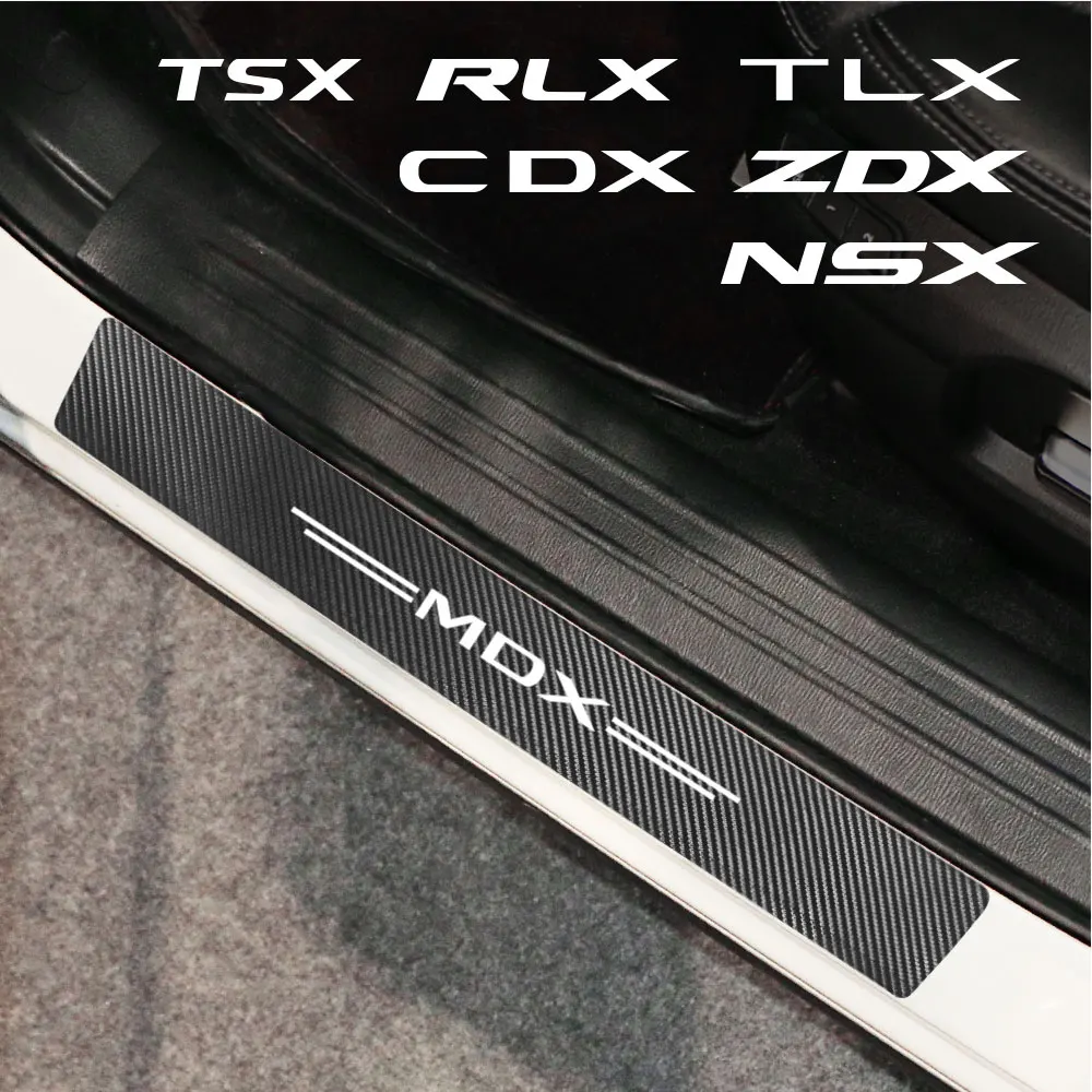 

4 шт., наклейки из углеродного волокна на порог автомобильной двери для Acura TL CDX ILX MDX NSX RDX RL RLX TLX TLX-L TSX ZDX, автомобильные аксессуары