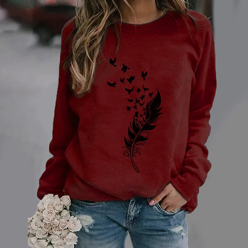 

Women Oversize S-3XL Fashion Winter Womens Casual Long Sleeve Tops Ladies Print Sweatshirt high quality materials