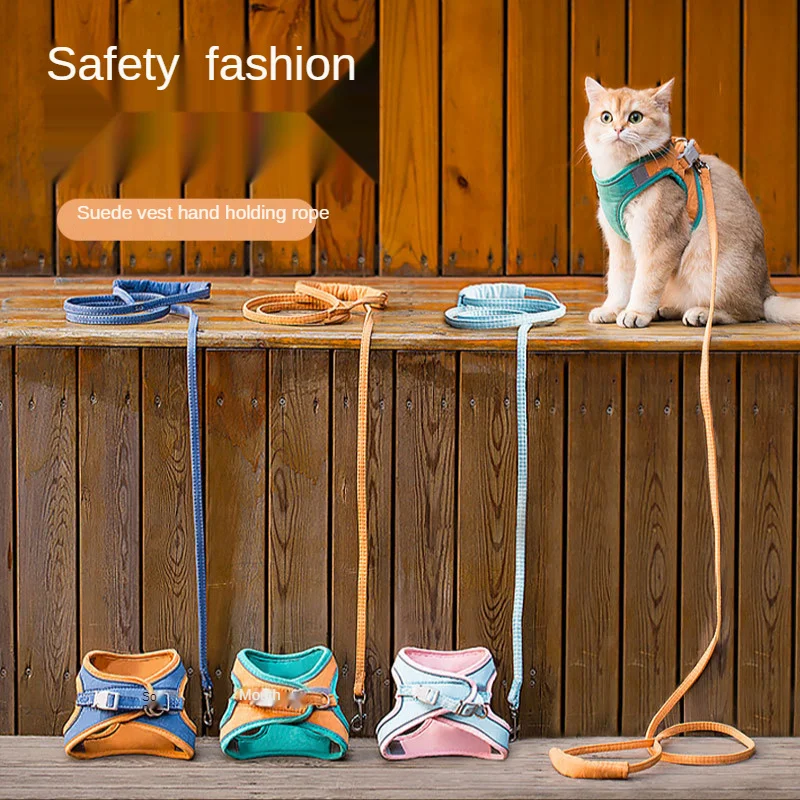 Polyester Cat Collar Rope Vest Type Chest Cute Going Out Dog Traction Rope For Walking Collier Chats