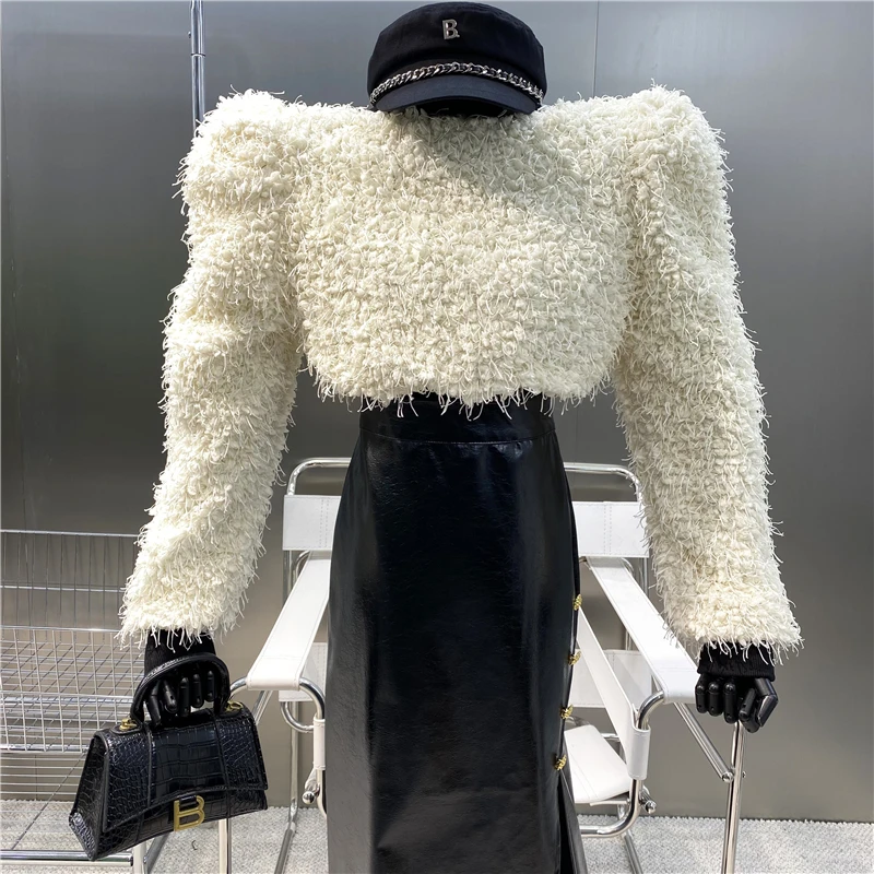 

Новый брендовый нишевый дизайн, гранулированный флисовый свитер, Осень-зима 2021, рукава с круглым вырезом и пузырьками, тонкий и универсальн...