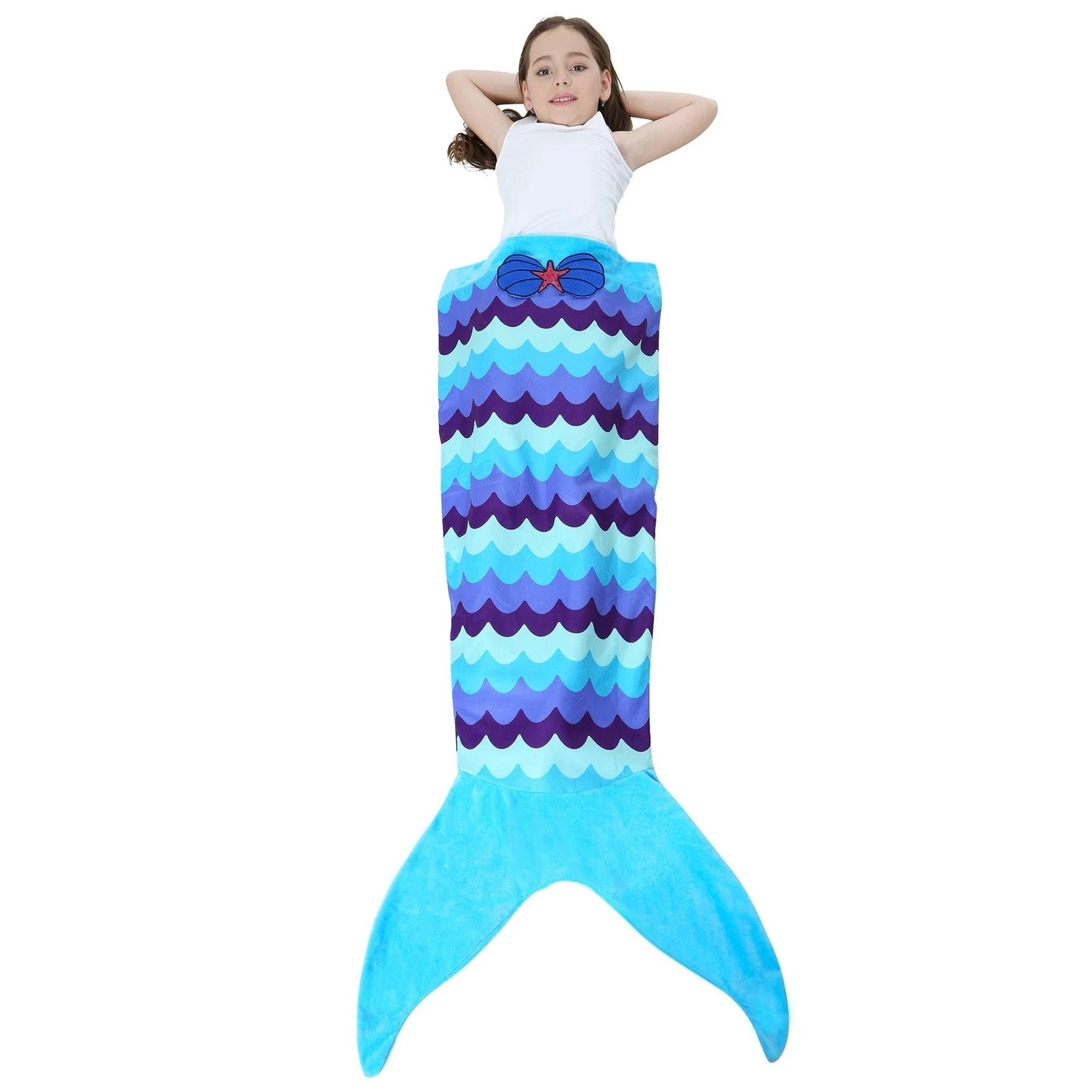 Manta de cola de sirena para ni&ntilde;os y adultos, manta de ganchillo de punto supersuave para todas las estaciones, 15 colores-4