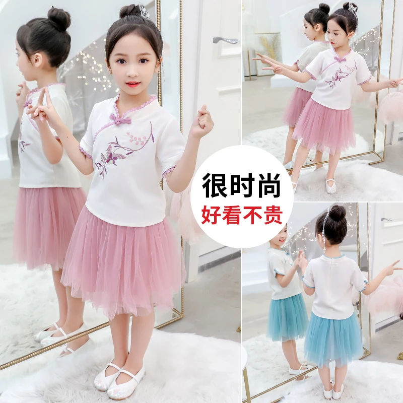 Цветочное платье для девочек 2020 летнее Сетчатое детская одежда с бантом детское