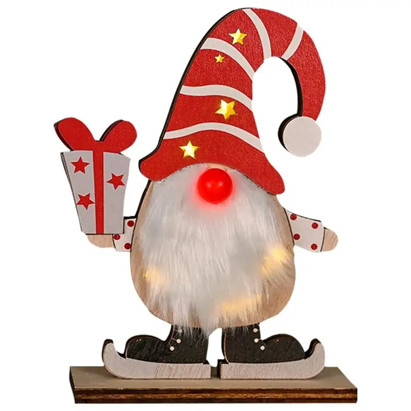 

Рождественское украшение, светодиодная кукла без лица в лесу, рождественские деревянные украшения, украшение для дома с подсветкой, подарк...