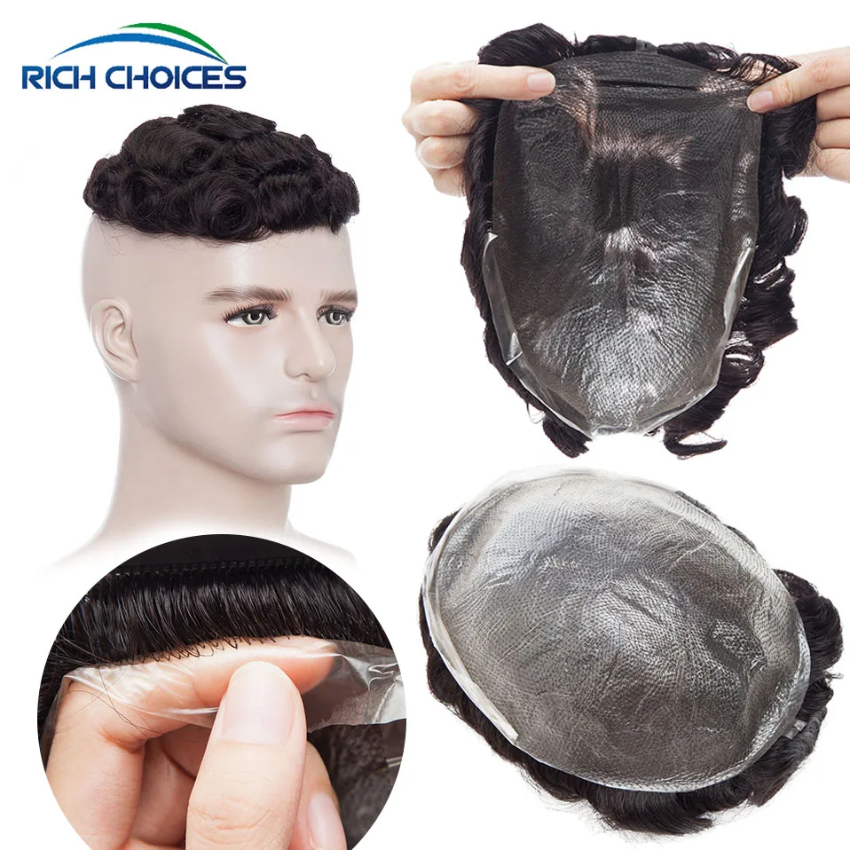 Rich Choices 0.02mm Men Toupee Thin Skin PU Men's Capillary Prothesis Hair System 6