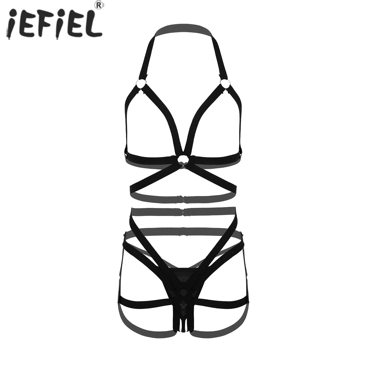 

Женский комплект нижнего белья на эластичном ремешке с вырезами