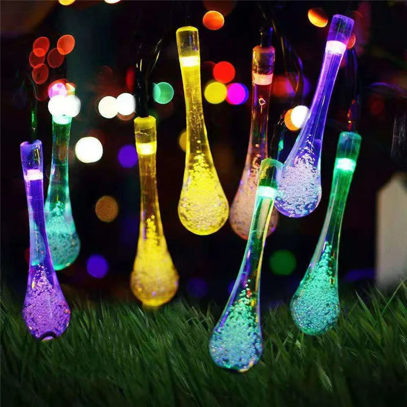 

5/6/7m 20/30/50 LEDs Outdoor Water drops Solar Lamp String Lights LEDs Fairy Holiday Christmas Party Garland Garden Waterproof