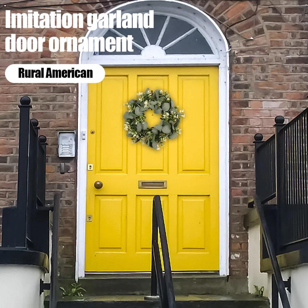 

Christmas Wreath Artificial Green Eucalyptus Leaves Holiday Festival Door Hanging Garland Party Decoration for Door Wall Window