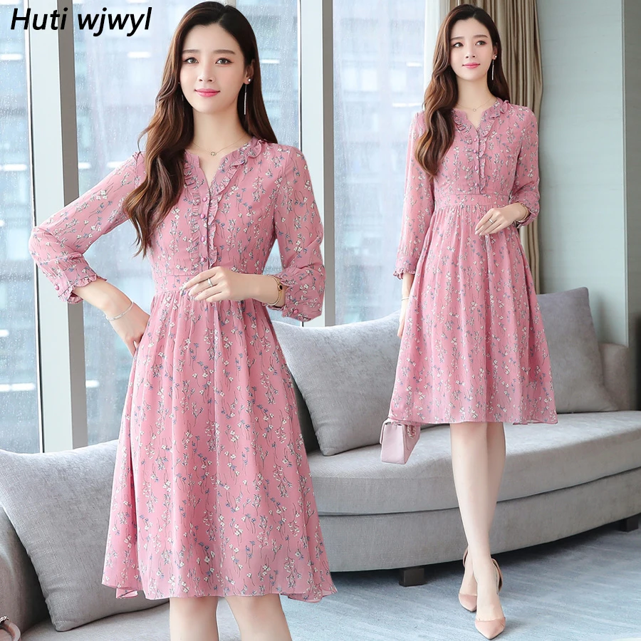 Женское винтажное шифоновое платье миди Красное Облегающее с длинным рукавом и