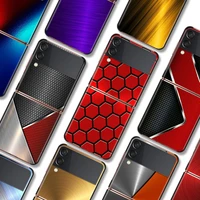 red blue brushed metal shockproof cover for samsung galaxy z flip flip3 5g black phone case shell hard fundas coque capa