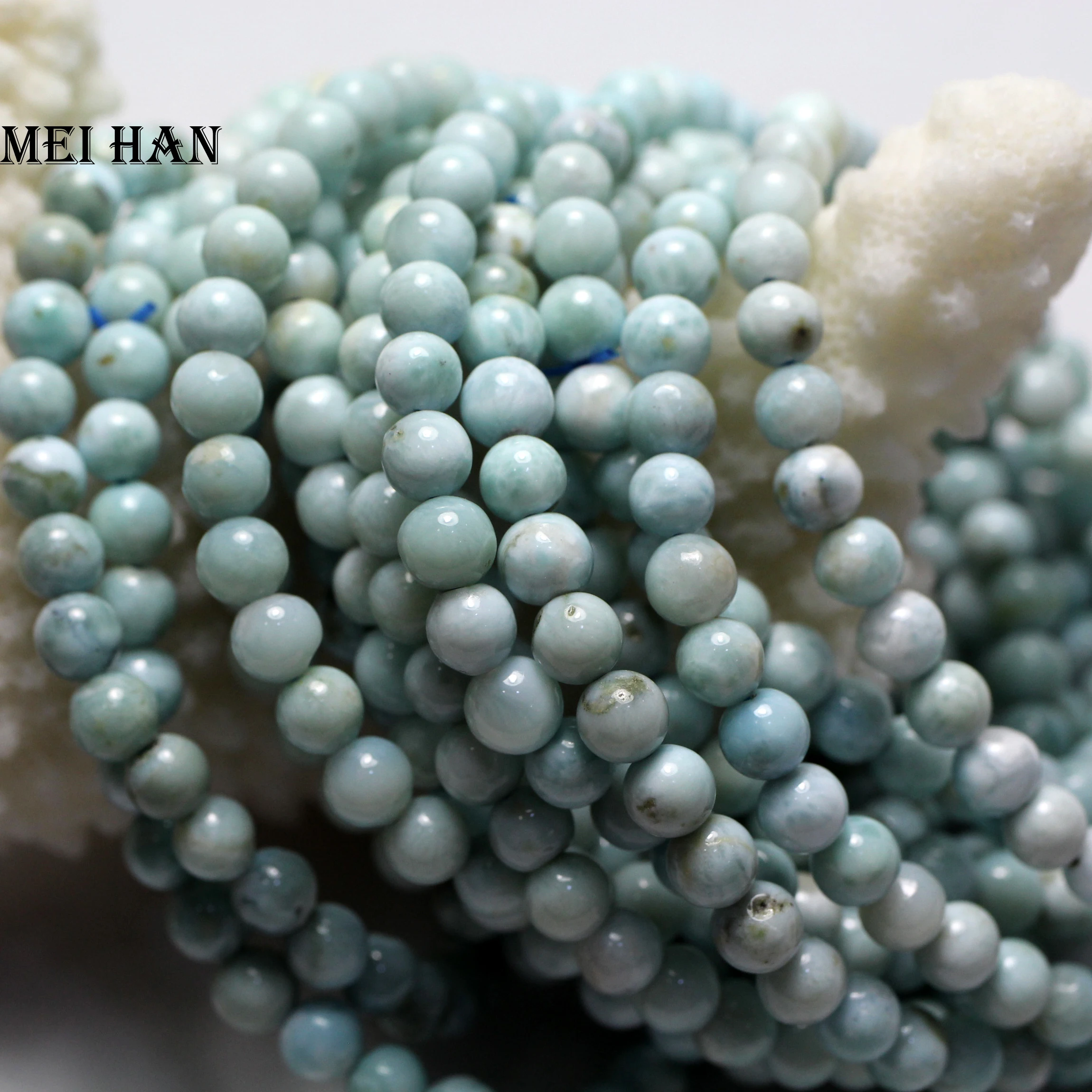 Meihan натуральный редкий Доминик larimar 5 мм + 0 2 (2 браслета/набор) Гладкие Круглые