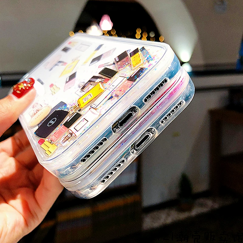 Косметический чехол с зыбучим песком для iPhone 11 6S 7 8 Plus жесткий флакон