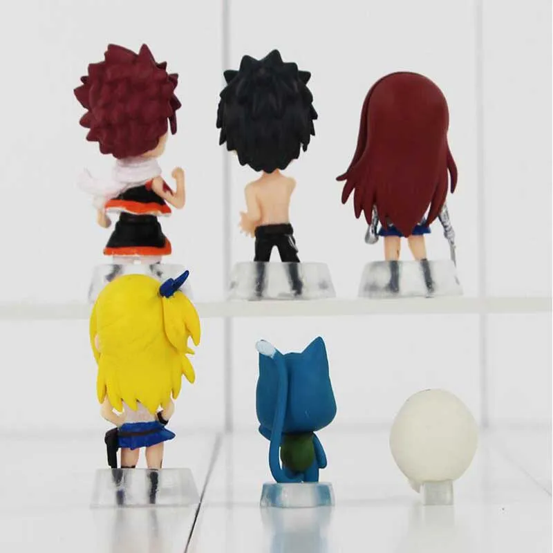 3 5 см 6 шт./компл. аниме Феи хвост фигурка игрушка Lucy Natsu серый Happy Erza Q Ver. Мини кукла