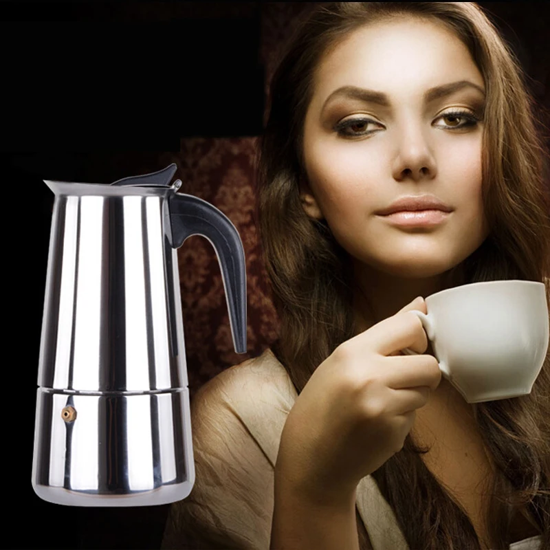 Лучшие Кофеварки Moka Pot из нержавеющей стали портативные электрические кофейники 100 мл/200 мл/300 мл/450 мл/600 мл/мл