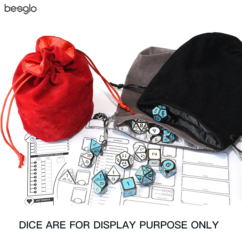 Drawstring Velvet Dice Bag Double-Layer for Packing Gift Jewelry Coin Storage Trinkets Red Black Gray | Спорт и развлечения