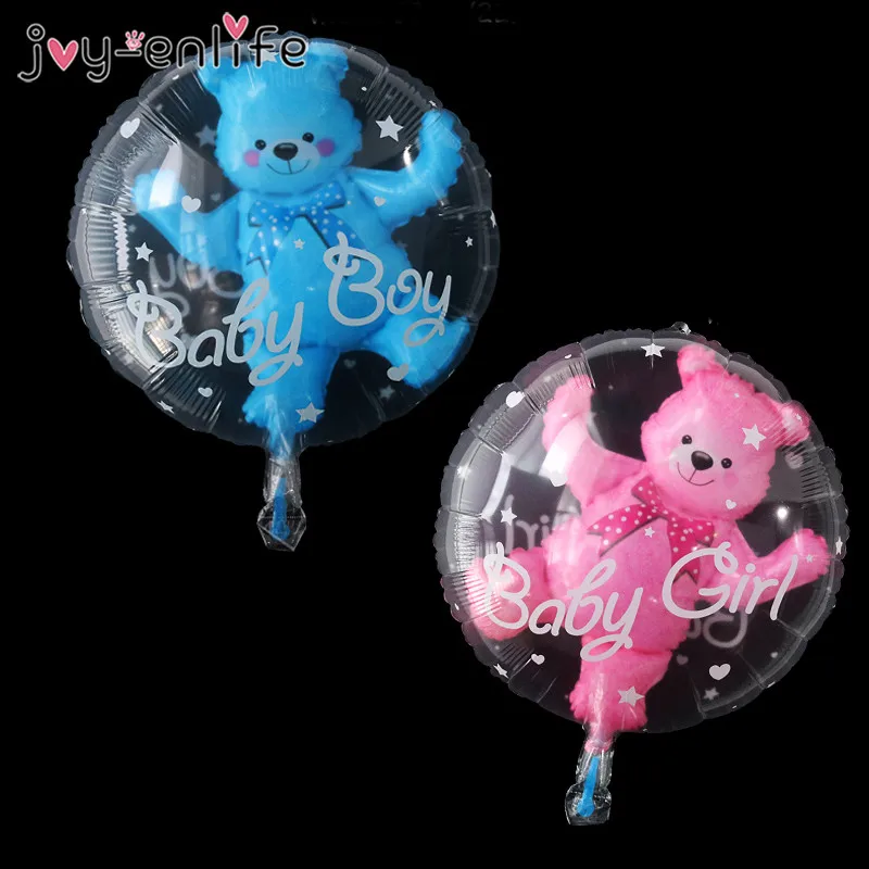

1pcs Baby Boy Girl Blue Pink Bubble Ball in Ball Bear Ball Bear Foil Balloons Kids 1st Birthday Gender Reveal Baby Shower Decor