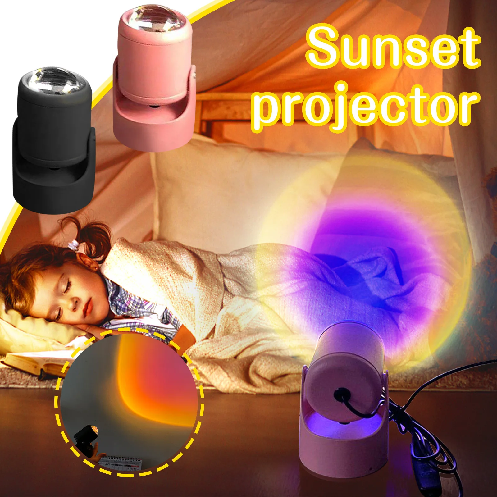 

Portable Usb Sunset Lamp Night Light Projector Led Lamp,90 Degree Rotation Rainbow Projection Lamp,romant Projector Home Decor