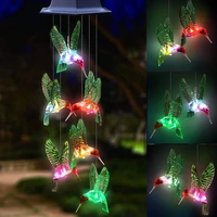 solar powered led spiral wind chime light ip65 waterproof star moon butterfly outdoor windbell light holiday garden decoration