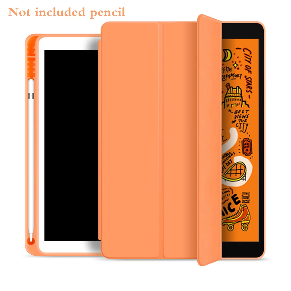 With Pencil Holder Case For iPad AIR 3 10.5 A2153 A2123 A2152 A2154 Soft Silicone PU Smart Cover Auto Wake Protective Shell