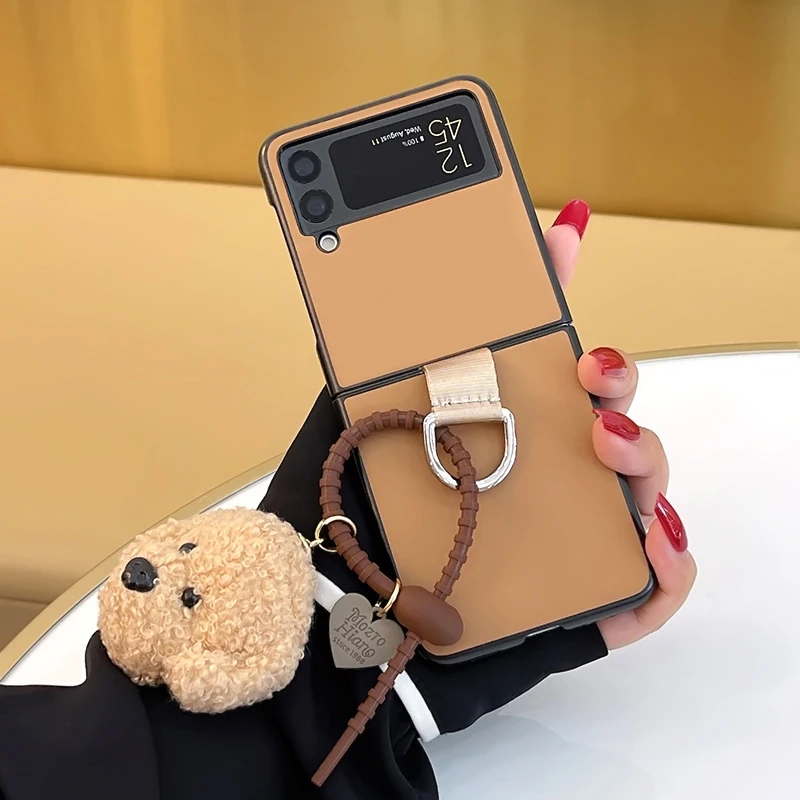 

Чехол для Samsung ZFlip3, милая плюшевая собака карамельного цвета, Аксессуары для Samsung Galaxy Z Flip, 3 размера