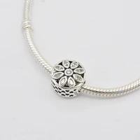 925 sterling silver cz white zircon round ball daisy flower pendant charm bracelet diy jewelry making for original pandora