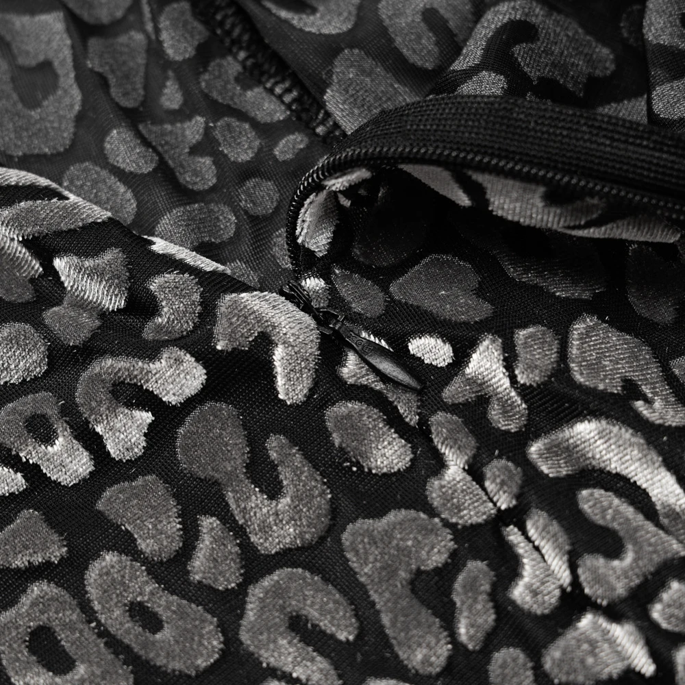 

ANJAMANOR Leopard Velvet Front Zip Long Sleeve Bodycon Jumpsuit Women Fashion 2020 High Quality Sexy Club Outfits D70-DE24