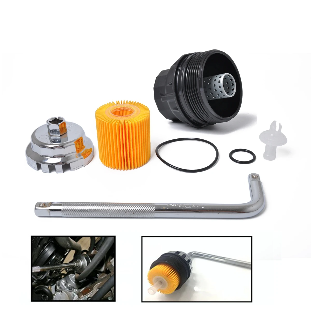 

New Oil Filter & Oil Filter Cap For Lexus Venza Tacoma 15620-36020 with 64.5mm Oil Filter Wrench Car accessories